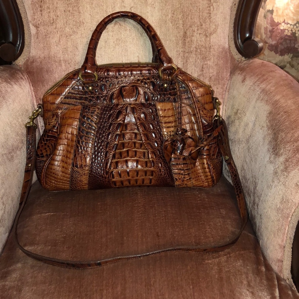 Brahmin Louise Rose Pecan with Rose Charm
